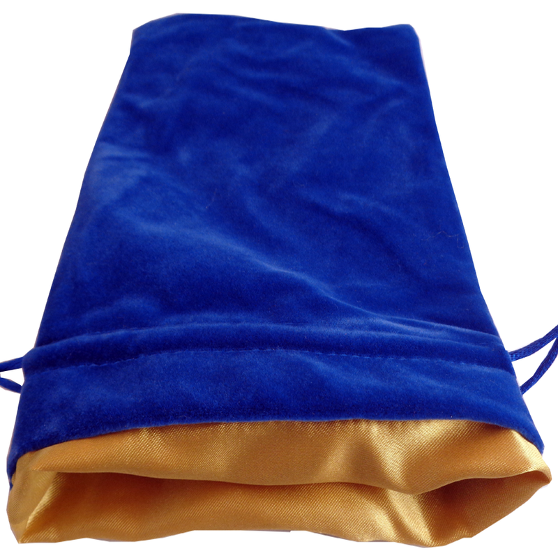 Blue Velvet Dice Bag with Gold Satin Lining