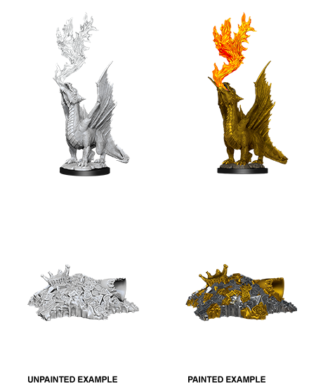 D&D Nolzur's Marvelous Miniatures: Gold Dragon Wyrmling & Small Treasure Pile