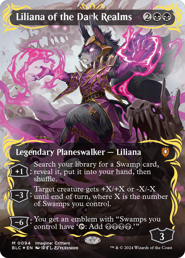 Liliana of the Dark Realms (Borderless) (Raised Foil) [Bloomburrow Commander]