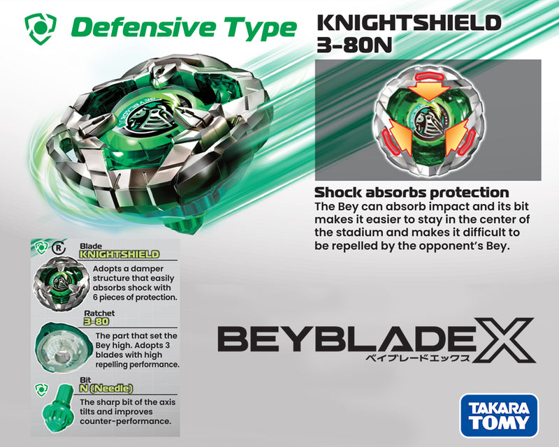 BX-04 Starter Knight Shield 3-80N | Beyblade X