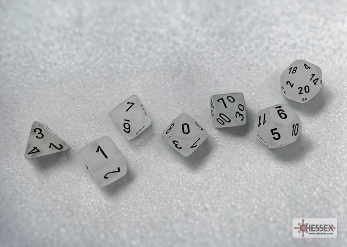 Frosted Clear/black Polyhedral 7-Dice Set | Chessex