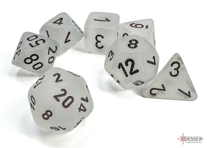 Frosted Clear/black Polyhedral 7-Dice Set | Chessex