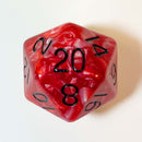 Mega Acrylic D20: Red/White w/ Black Numbers