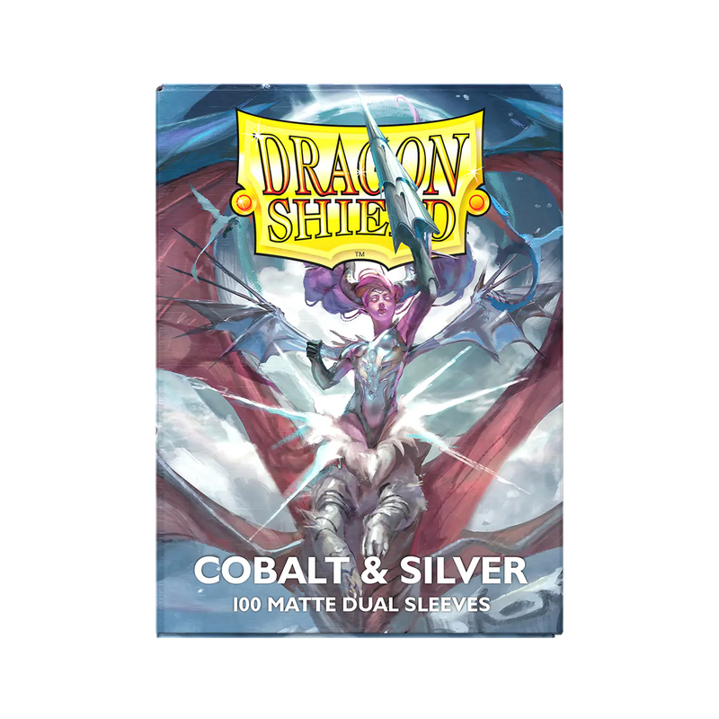 Matte Dual Standard Sleeves (Cobalt/Silver) | Dragon Shield
