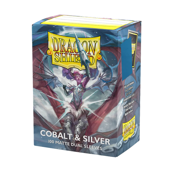 Matte Dual Standard Sleeves (Cobalt/Silver) | Dragon Shield