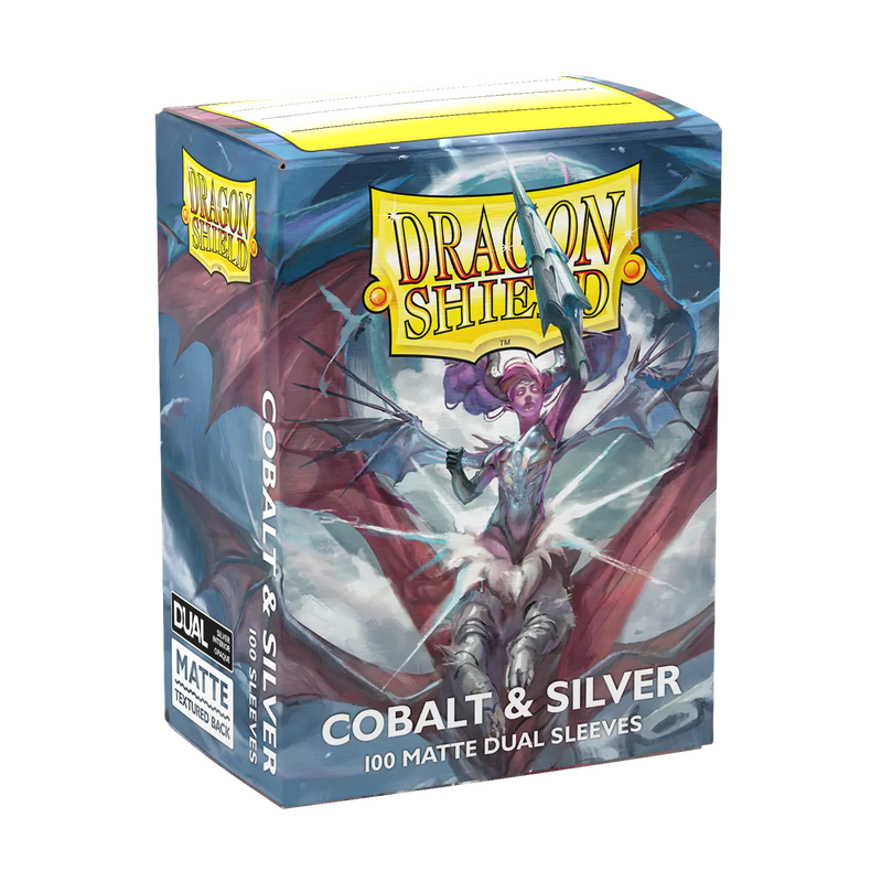 Matte Dual Standard Sleeves (Cobalt/Silver) | Dragon Shield