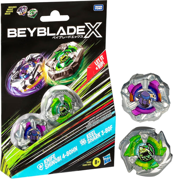 Knife Shinobi 4-80HN & Keel Shark 3-80F Top Dual Pack | Beyblade X (Hasbro)