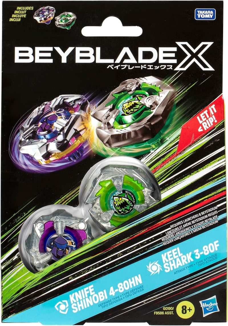 Knife Shinobi 4-80HN & Keel Shark 3-80F Top Dual Pack | Beyblade X (Hasbro)