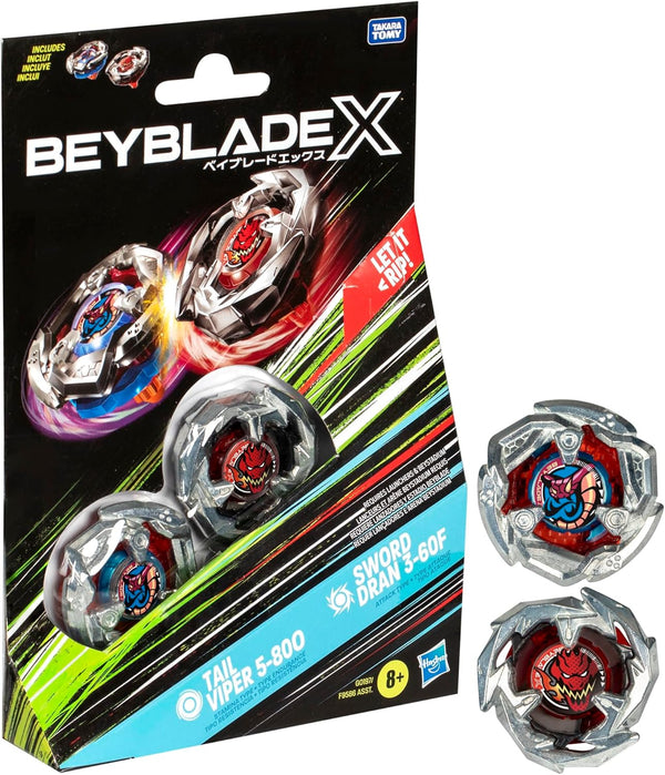 Tail Viper 5-80O & Sword Dran 3-60F Top Dual Pack | Beyblade X (Hasbro)