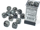 Borealis Light Smoke/silver Luminary 16mm d6 Dice Block (12 dice) | Chessex