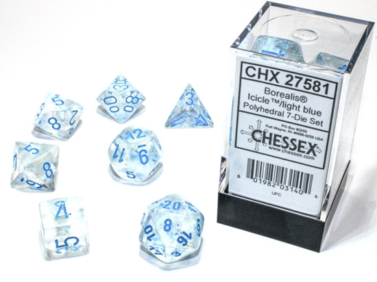 Borealis Icicle/light blue Polyhedral 7-Dice Set | Chessex