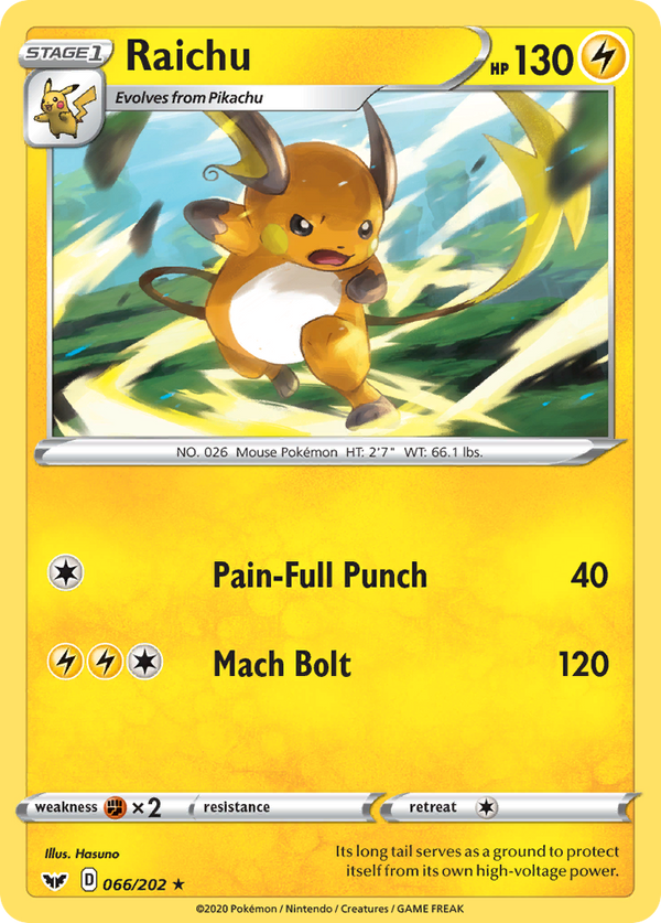 Raichu (066/202) [Sword & Shield: Base Set]