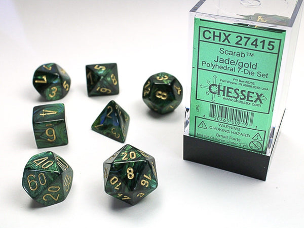 Scarab Jade/gold Polyhedral 7-Dice Set | Chessex