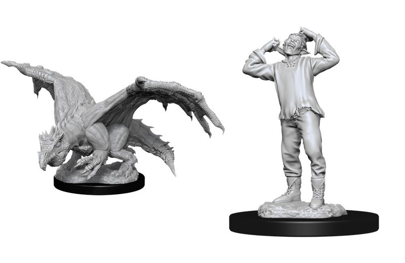 D&D Nolzur's Marvelous Miniatures: Green Dragon Wyrmling & Afflicted Elf