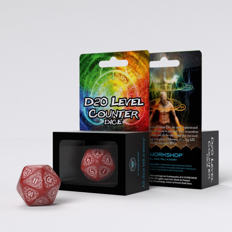 Q Workshop D20 Level Counter Red & White Die