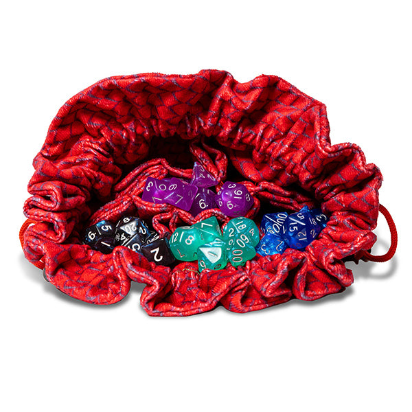 Velvet Dice Bag with Pockets: Dragon Storm (Red)