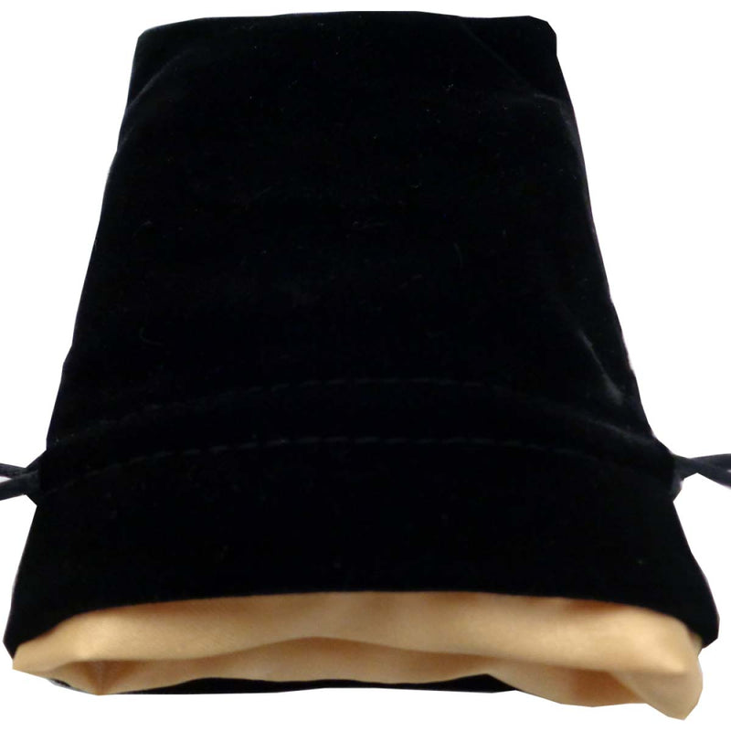 4x6 Black Velvet with Gold Satin Lining Dice Bag