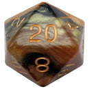 Mega Acrylic D20: Black/Yellow w/ Gold Numbers