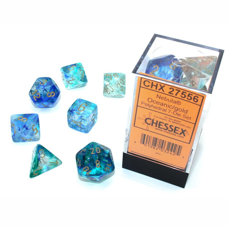 Nebula Oceanic/gold Luminary Polyhedral 7-Dice Set | Chessex