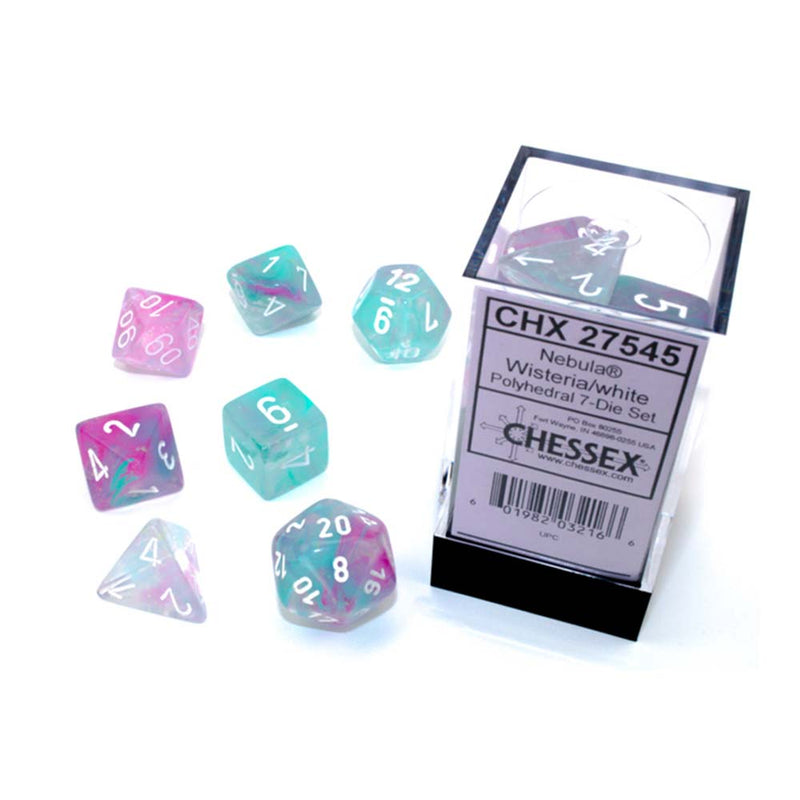 Nebula Wisteria/white Luminary Polyhedral 7-Dice Set | Chessex