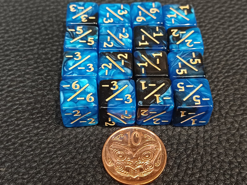 Negative 11mm Dice Counters – Assorted 16-Pack