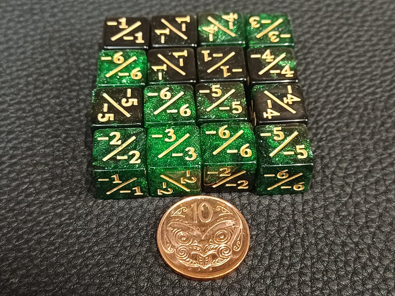 Negative 11mm Dice Counters – Assorted 16-Pack