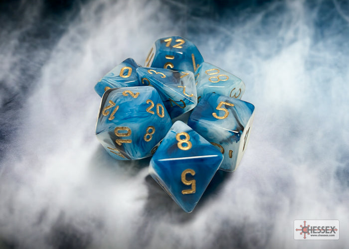 Phantom Teal/gold Polyhedral 7-Dice Set | Chessex