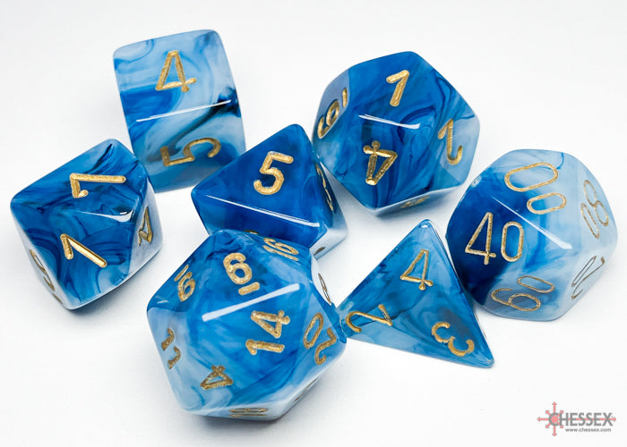 Phantom Teal/gold Polyhedral 7-Dice Set | Chessex