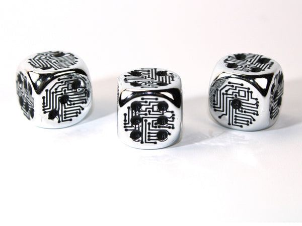 Silver Circuit Design d6 (Metal-Plated Over Plastic)