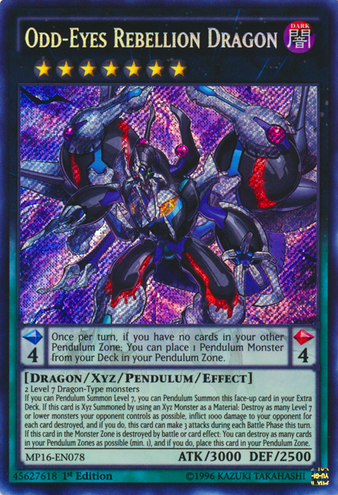 Odd-Eyes Rebellion Dragon [MP16-EN078] Secret Rare