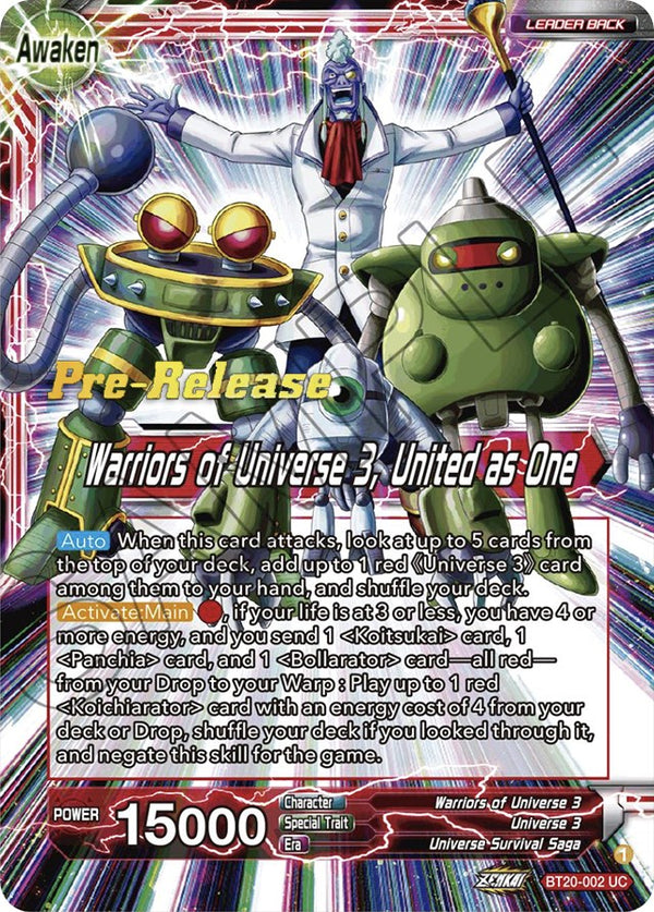 Paparoni // Warriors of Universe 3, United as One (BT20-002) [Power Absorbed Prerelease Promos]