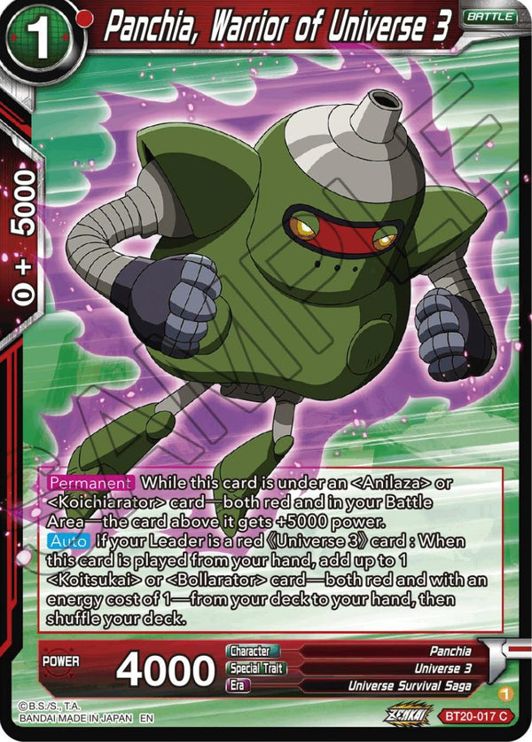 Panchia, Warrior of Universe 3 (BT20-017) [Power Absorbed]