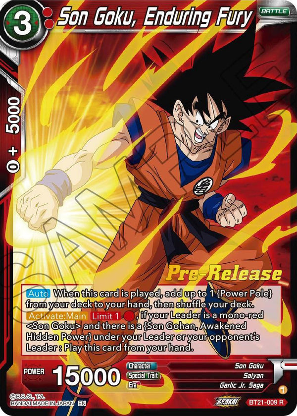 Son Goku, Enduring Fury (BT21-009) [Wild Resurgence Pre-Release Cards]