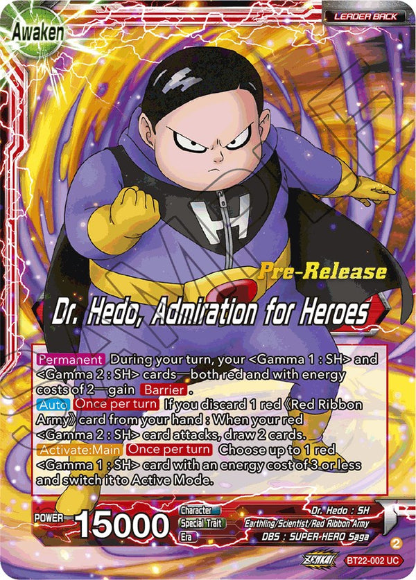 Dr. Hedo // Dr Hedo, Admiration for Heroes (BT22-002) [Critical Blow Prerelease Promos]
