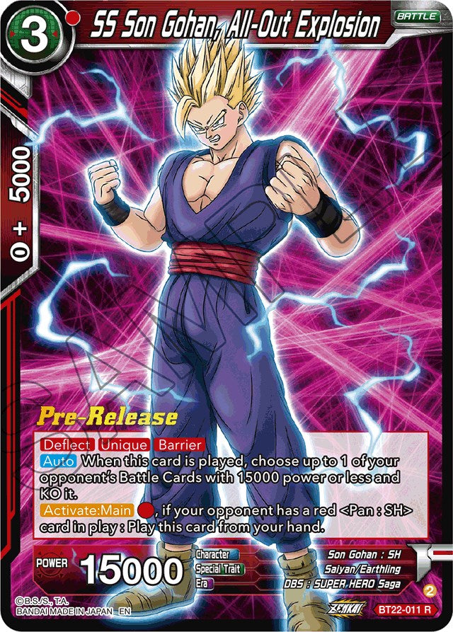 SS Son Gohan, All-Out Explosion (BT22-011) [Critical Blow Prerelease Promos]