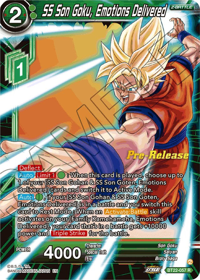 SS Son Goku, Emotions Delivered (BT22-057) [Critical Blow Prerelease Promos]