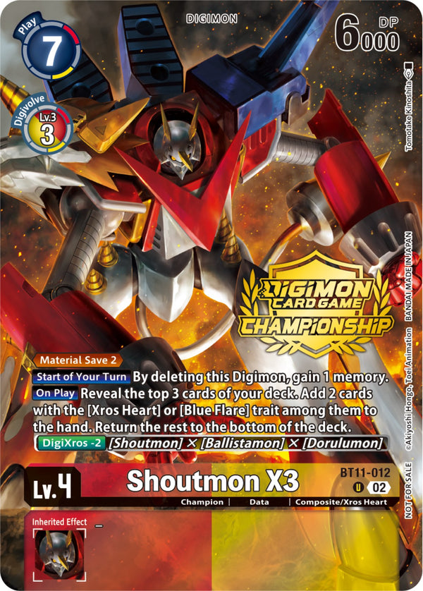 Shoutmon X3 [BT11-012] (Championship 2023 Tamers Pack) [Dimensional Phase Promos]