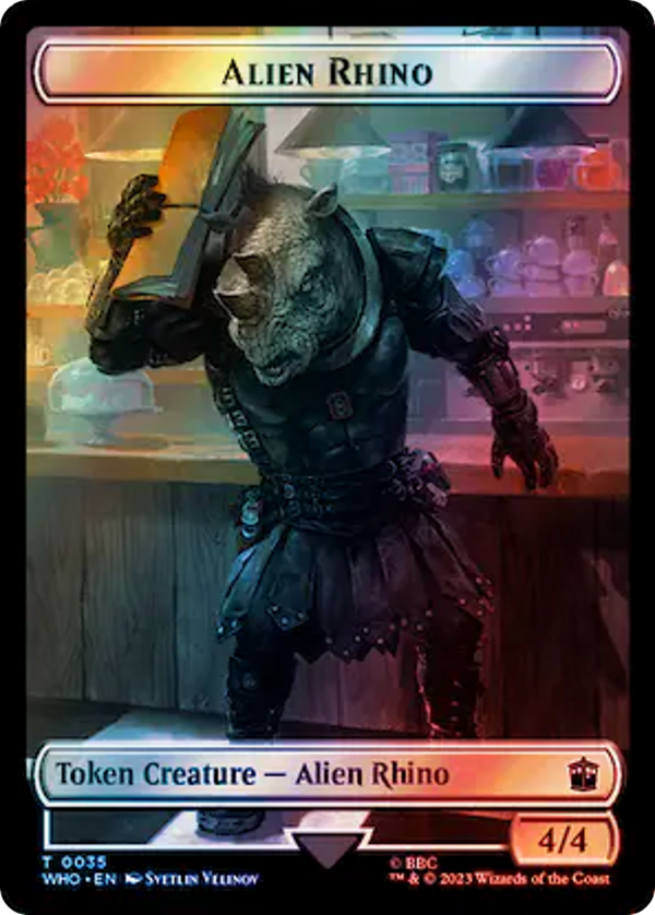 Alien Rhino // Clue (0055) Double-Sided Token (Surge Foil) [Doctor Who Tokens]