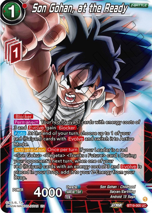 Son Gohan, at the Ready (BT19-005) [Fighter's Ambition]