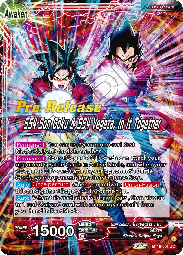 Son Goku & Vegeta // SS4 Son Goku & SS4 Vegeta, In It Together (BT18-001) [Dawn of the Z-Legends Prerelease Promos]