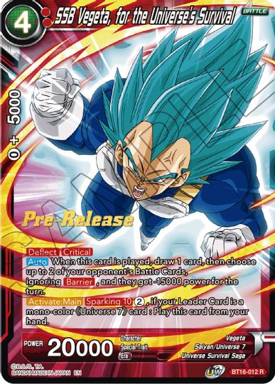 SSB Vegeta, for the Universe's Survival (BT16-012) [Realm of the Gods Prerelease Promos]