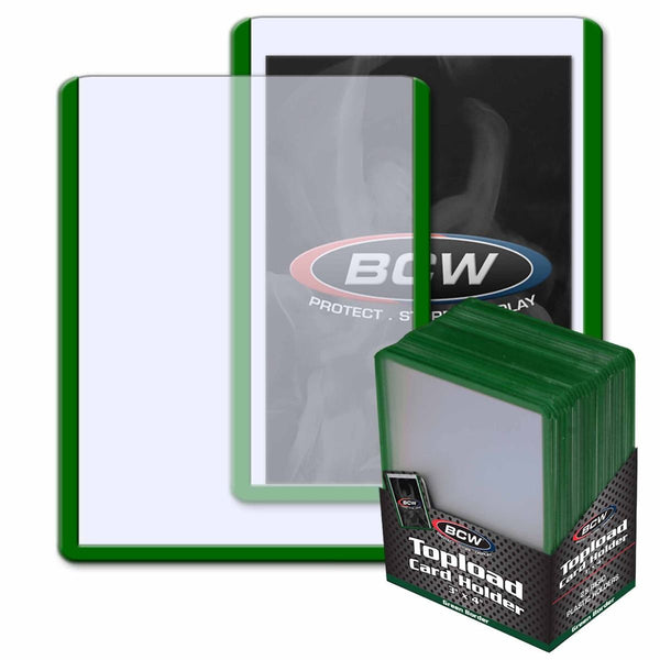 Standard 3x4 Topload Card Holder (Green Border) | BCW