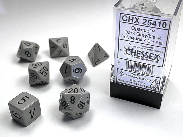 Opaque Grey/Black Polyhedral 7-Die Set | Chessex
