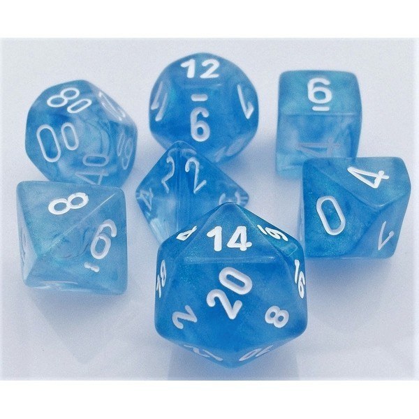 Borealis Sky Blue/White Polyhedral 7-Die Set | Chessex