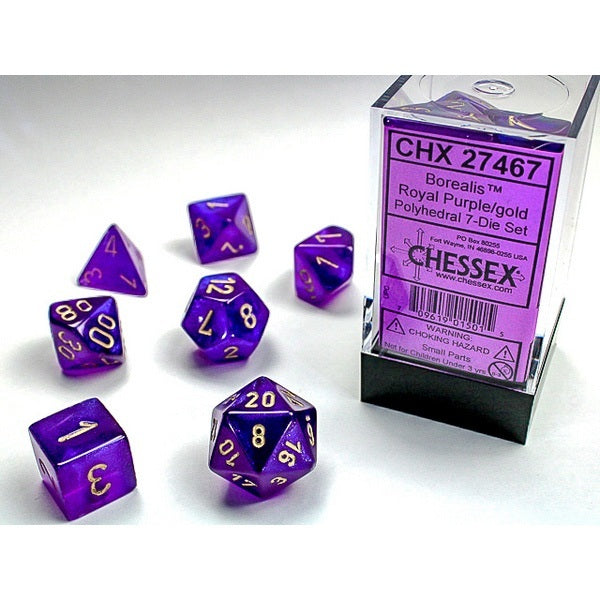 Borealis Royal Purple/Gold Polyhedral 7-Die Set | Chessex