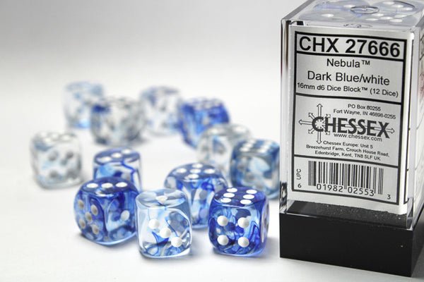 Nebula Dark Blue/White 12-Die Set | Chessex