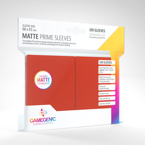 Standard Matte Prime Sleeves (Red) | Gamegenic