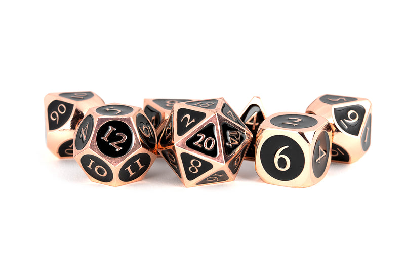 16mm Metal Dice Set: Antique Copper with Black Enamel