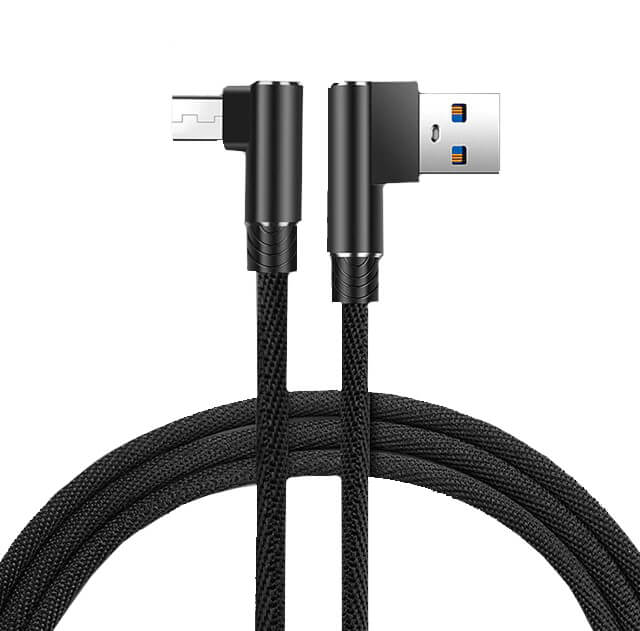 L-Shape 1m Fast Charge Micro USB Cable (Black)