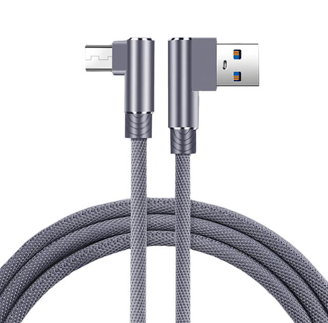 L-Shape 1m Fast Charge Micro USB Cable (Gray)